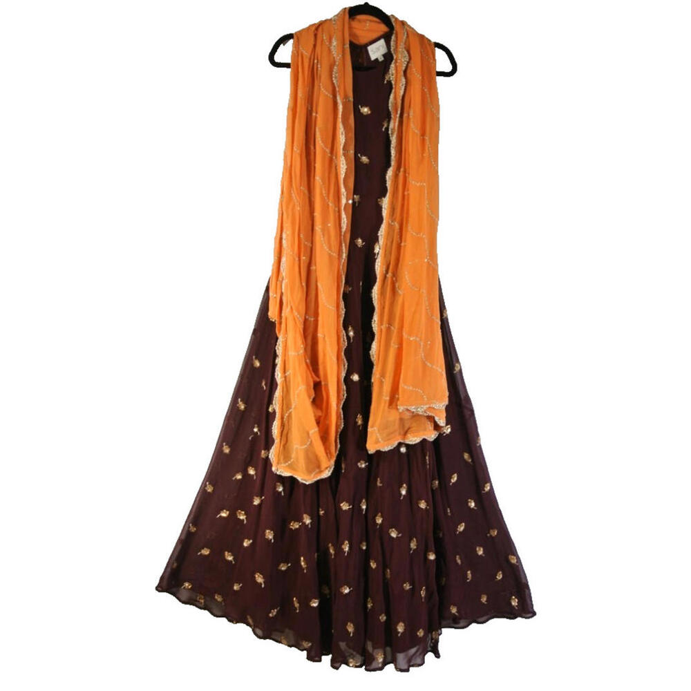 Sani Anjali Metallic Embroidered Nila Anarkali with Dupatta Size M #MD564 - Picture 7 of 12